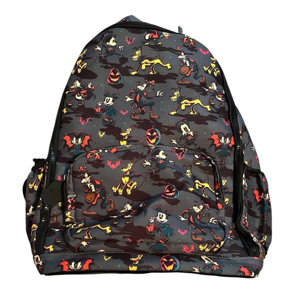 Mickey Mouse Halloween Patterned Backpack Grey 17"x12" NWT